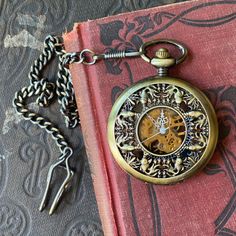 Koi Pocket Watch- on Necklace or Pocket Chain | Ragtrader Vintage Pocket Chain, Mechanical Pocket Watch, Pocket Watch Chain, Vintage Typewriters, Telling Time, Watch Chain, Gifts For Brother, Christmas Gifts For Mom, Gifts For Wedding Party