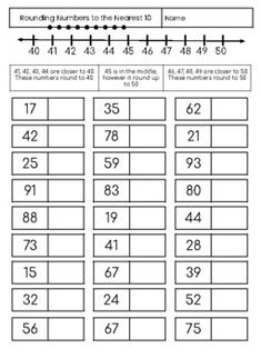 worksheet for rounding numbers to the nearest 10