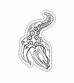 a drawing of an octopus in black and white with the letter s on it's back