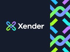 the xender logo is shown on a black background with multicolored lines