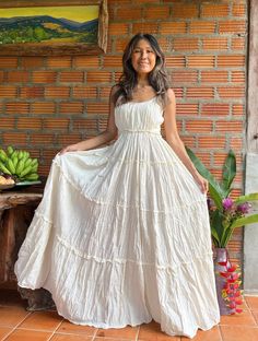 Wedding Dress Off White, Off White Wedding Dress, White Maxi Dress Summer, Maxi Wedding Dress, Wedding Dress Summer, Off White Wedding, Off White Wedding Dresses, Dress Boho Wedding, Wedding Dress Boho