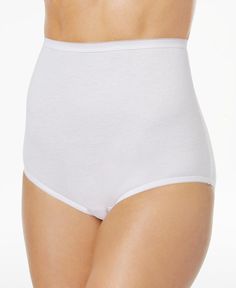 The undeniable soft comfort of cotton in a full coverage brief. Classic White Full Coverage Bottoms, Cotton Briefs With Hygienic Liner, Cotton High-cut Leg Bottoms For Daywear, Classic Cotton Brief Bottoms, Classic White Brief Bottoms, White Brief Bottoms With Moderate Coverage, Cotton Seamless Full Coverage Bottoms, White Soft Touch Bottoms For Daywear, White Bottoms With Soft Touch