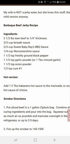 the instructions for how to make barbecue beef recipe in an appliance screen shot