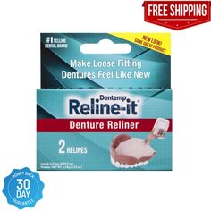 Dentemp Reline-it Denture Reliner For Upper & Lower Dentures Zinc Free 2 Count Product Features: DENTURE RELINER: Make your dentures fit like new with this easy to use formula. Everyone deserves sound, well-fitting dentures. Over time, your dentures will feel looser. Reline-it denture reliner kit gives you the stability not offered by thick layers of denture adhesive. Denture reline improves denture fit for upper and lower dentures. Soft yet firm denture reliner for loose, irritating dentures. D Sore Throat Relief, Temporary Tooth, Sugar Free Candy, Smile Teeth