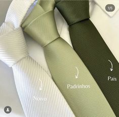 two ties with different colors and sizes are shown in this image, one is green and the other is white