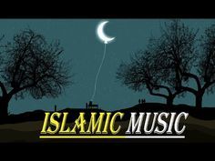 the islamic music logo with trees in the background and a crescent on top of it