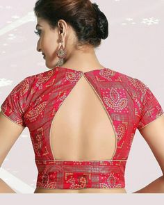 Angrakha Blouse, Bandhej Print, Vs Image, Blouse Designs High Neck, Saree Blouse Neck Designs, Backless Blouse Designs, Blouse Back Neck Designs