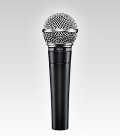 a black microphone on a white background