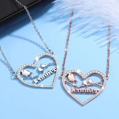 Love Birds Name Necklace | Custom Jewelry | Beceff Birds Name, Peaceful Environment, Customizable Jewelry, People Happy, Bird Necklace, Rose Gold Chain, Necklace Personalized, Ring Size Guide