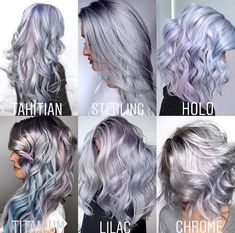 White And Purple Hair, White Silver Hair, Leda Muir, Shades Of Silver, Holographic Hair, Silver Blonde Hair, Hair Color Unique, Lilac Hair, Silver Hair Color