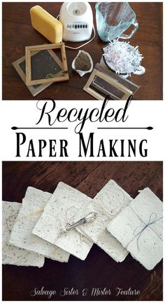 several pieces of paper sitting on top of a wooden table