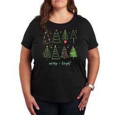 She will love showing off her style with this Plus Size Christmas Trees Graphic Tee. FEATURES Short sleeves ScoopneckFABRIC & CARE Light Gray and Heater: Cotton/Polyester, Solid Colors: Cotton Machine wash Imported Size: 4X. Color: Black. Gender: female. Age Group: adult. Plus Size Christmas, Christmas Tree Graphic, Ralph Lauren Style, How To Show Love, Trendy Plus Size, Kids Jacket, Her Style, Christmas Trees, Light Gray