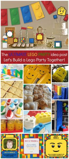 the lego party is set up with legos and other activities for kids to play together