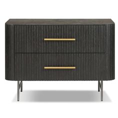 a black and gold dresser with two drawers