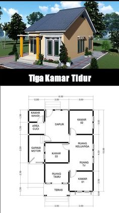 the floor plan for a small house with two rooms and an attached garage is shown