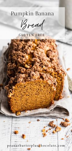 a loaf of pumpkin banana bread sitting on top of a table