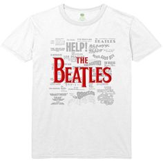 The Beatles Titles & Logos Unisex T-Shirt Pop Culture Graphic Print T-shirt, Tri-blend Crew Neck T-shirt With Band Merch, Unisex White T-shirt With Pop Culture Style, White Unisex Pop Culture T-shirt, White Pop Culture Unisex T-shirt, Cotton Pop Culture T-shirt With Letter Print, Tri-blend Graphic Tee For Fan Merchandise, White Tri-blend T-shirt With Screen Print, Pop Culture Short Sleeve T-shirt With Logo