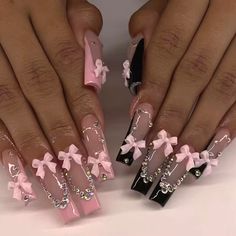 ARTAUG 24PCS Long coffin pink press on nails flash diamond nails ballectcore bowknot press on nails Press On Nails White, Nails Short Almond, French Tip Press On Nails, Long Press On Nails, Press On Nails Short, Nails Cute, Cheap Nail, Short Almond