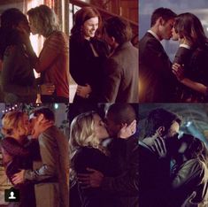 the kissing scene is shown in four different pictures