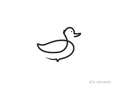 a black and white drawing of a duck