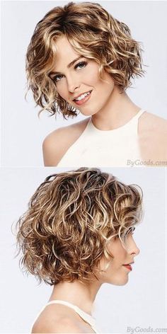 Fashion Brown Short Roll Mixed Fluffy COS Headgear Wave Ladies Hair Wig #wig #hair Highlights Curly, Ladies Hair