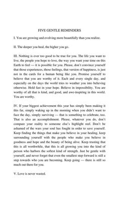 a page from the book five gentle reminders