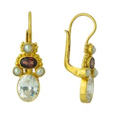 Opera Comique Cubic Zirconia, Garnet and Pearl Earrings Victorian Theatre, Garnet And Pearl, Lapis Earrings, Historical Jewellery, Amazing Fashion, Filigree Earrings, Cubic Zirconia Earrings, Zirconia Earrings, Victorian Jewelry