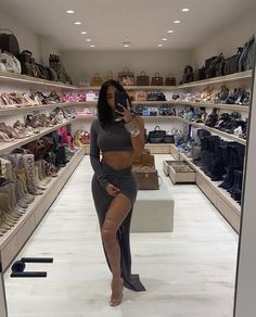 a woman taking a selfie in a shoe store