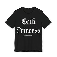 NOKTURNAL DOLL's cute "Goth Princess" tee compliments any goth girl's wardrobe! - Unisex Jersey Short Sleeve Tee - 100% Airlume combed and ringspun cotton  - Light fabric  - Printed on Bella Canvas 3001 - Refer to Size Chart - Slim Fit - With NOKTURNAL DOLL branding  For more products, please visit our store: https://www.etsy.com/shop/NokturnalDoll Goth Princess, Occult Clothing, Goth Shirt, Cute Goth, Goth Girl, Gothic Clothing, Girls Wardrobe, Gothic Outfits, Girl Clothes