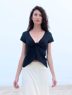 Gaia Conceptions, Above Elbow, Twist Knot, Cropped Shirt, Organic Fabrics, Clothing Care, Crop Shirt, Cotton Knit, Slow Fashion