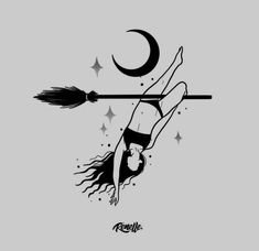 A witch on a horizontal broom, doing a pole dance position Pole Dancer Tattoo Ideas, Dancing Witches Tattoo, Pole Dancer Tattoo, Pole Dance Tattoo, Pole Tattoo, Dancer Tattoo, Dance Tattoo, Karma Tattoo, Bicycle Tattoo