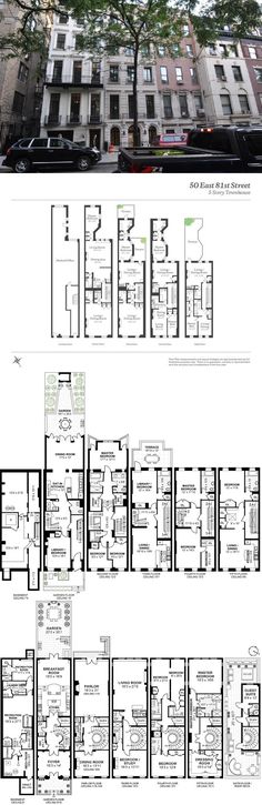 the floor plan for an apartment building in new york city, with several floors and two levels