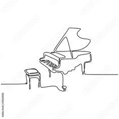 a black and white drawing of a piano