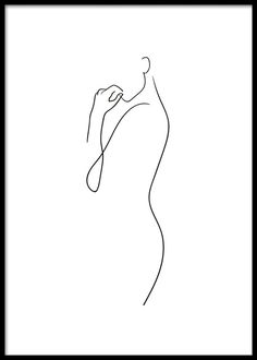 a single line drawing of a woman's torso and hand on her left side