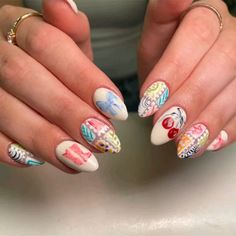 Costal Cowgirl Nails, August Nail Inspo 2024, Europe Nails Design, Mexico Nails Vacations, Cowgirl Nails, Europe Nails, Acrylic Nail Shapes, Hello Nails, Hippie Nails