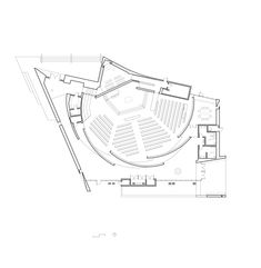 the floor plan for an auditorium with seating areas and a large area to sit on