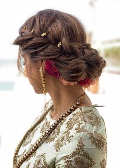 Indian Bun Hairstyles, Wedding Bun Hairstyles, Bridal Bun, Braided Hairdo, Braided Bun Hairstyles, Long Hair Wedding Styles, Trendy Hairstyle