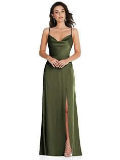 Green Olive Dress, Olive Green Satin Dress, Olive Green Bridesmaid Dresses, Green Satin Dress, Green Formal Dresses, Dance All Night, Long Green Dress, A Line Maxi Dress, Maid Of Honour Dresses