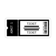 a black and white ticket sticker with the word tickets on it