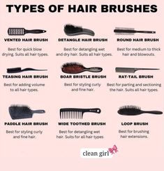 Types Of Hair Brushes, Frizz Hair, Healthy Hair Routine, Curly Hair Care Routine, Natural Hair Growth Tips, Round Hair Brush, Teased Hair, Hair Growing Tips, Detangling Hair Brush