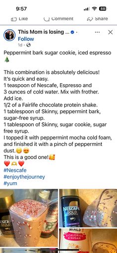 an instagramted photo shows the recipe for ice cream