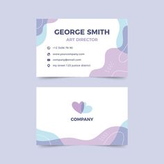 a business card with an abstract design on the front and back, featuring a heart