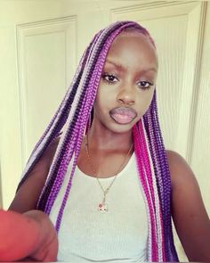 Braids Blackgirl, Purple Box Braids, Quick Natural Hair Styles, Cute Braided Hairstyles, Dyed Hair Inspiration, Braided Hairstyles For Teens, Cute Box Braids Hairstyles, Quick Braided Hairstyles, Protective Hairstyles Braids