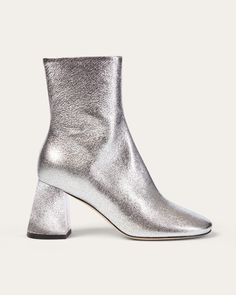 Harlow Boot, Silver Harlow boot dear-frances Metallic High Heel Boots For Formal Occasions, Elegant Metallic Boots With Round Toe, Elegant Silver Heeled Boots For Fall, Elegant Metallic Round Toe Boots, Silver Heeled Boots With Round Toe For Formal Occasions, Silver Chic Heeled Boots For Formal Occasions, Metallic Boots For Formal Fall Occasions, Chic Silver Heeled Boots For Formal Occasions, Chic Silver Heeled Boots For Formal Events