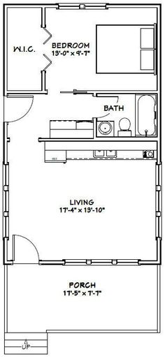 the floor plan for a two bedroom, one bathroom apartment with an attached living area