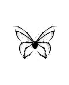 Simple Grunge Tattoo Designs, Changing Butterfly Tattoo, Spider Aesthetic Drawing, Spider Butterfly Drawing, Halloween Spine Tattoo, Creepy Butterfly Drawing, Edgy Simple Tattoos, Spider And Butterfly Tattoo, Spider Tatoos Ideas