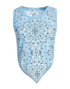 jersey, brand logo, paisley-print, crewneck, sleeveless, no pockets, stretch , Color: Sky blue , Size: XS Top Celeste, Fashion Show Inspiration, State Of Georgia, Girly Shoes, Stage Outfits, Women Tops, Paisley Print, Moschino, Fashion And Design