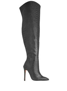 Sexy statement animal skin-print boots which features a knee-high shaft with stiletto heels to help flatter any outfits. These work with everything from skinny jeans to midi dresses. Featuring a side zipped-closure for easy slip-on. Vegan leather upper with man made sole Side zipper closure Heel measures approx. 4.25" H Imported Boots Look, Trendy Heels, Classic Heels, Black Camel, Boot Print, Big Fashion, Animal Skin, Midi Skirts, Perfect Shoes