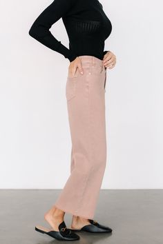 These cute pants are great for any summer or fall outing! Pair it with a basic tank or a cardigan Light wash dusty rose color Denim cotton blend material with some stretch throughout pants High rise style with functional belt loops Front zipper with metal button closure Front and back pockets Straight leg style with unfinished hem 97% Cotton, 3% Spandex Trina is 5'6, cup size 32D, size 2 and is wearing size S Cocktail Jumpsuit, Destination Dress, Baltic Born, High Rise Style, Shawl Cardigan, Dusty Rose Color, Cute Pants, Romper Outfit, Velvet Fashion