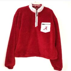 Nwt.. ..Summit Sportswear Kickoff Collection. Women's Super Soft Red Sherpa Fleece Quarter Zip With "A" Patch And Univ. Of Alabama Colors. Cute Zipper Giving Pendleton Vibes. Size Large, Fits Oversized. Details Alabama Crimson Tide 100% Polyester Zip At The Top Zipper Pocket With The Signature Alabama "A" On The Pocket Elastic At The Waist Size Large Reasonable Offers Accepted! White Fleece Winter Activewear, Winter White Fleece Activewear, White Fleece Activewear For Winter, Winter Fleece Activewear For Sports Events, Fleece Activewear For Winter Sports Events, Red Fleece Activewear For Winter, Winter Red Fleece Activewear, Sporty Red Activewear For Winter, Univ Of Alabama